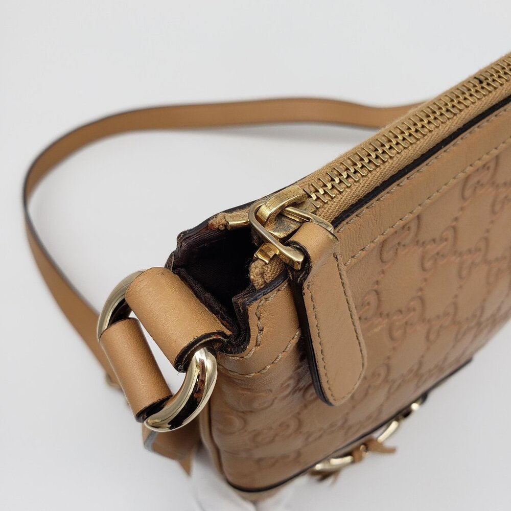Authentic Gucci Guccissima Horsebit Shoulder Bag/Leather Crossbody - Picture 9 of 16